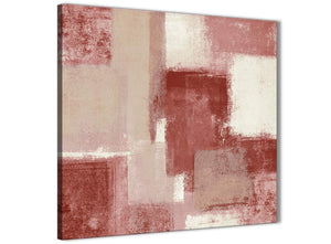 Framed Red and Cream Kitchen Canvas Pictures Decorations - Abstract 1s370m - 64cm Square Print