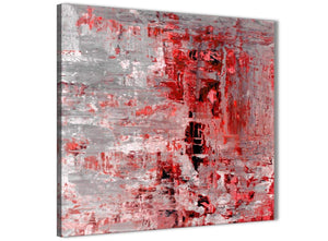 Framed Red Grey Painting Living Room Canvas Wall Art Decor - Abstract 1s414m - 64cm Square Print