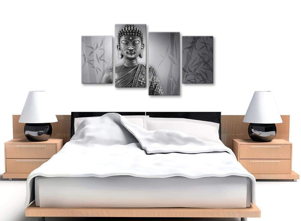 Large Black White Buddha Living Room Canvas Pictures Decor - 4373 - 130cm Set of Prints