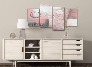 Large Blush Pink Grey Painting Abstract Living Room Canvas Pictures Decor - 4433 - 130cm Set of Prints