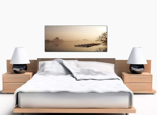 Lake Sunrise Large Brown Canvas Art