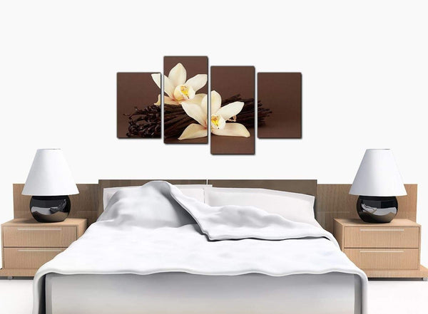 4 Panel Set of Bedroom Brown Canvas Wall Art