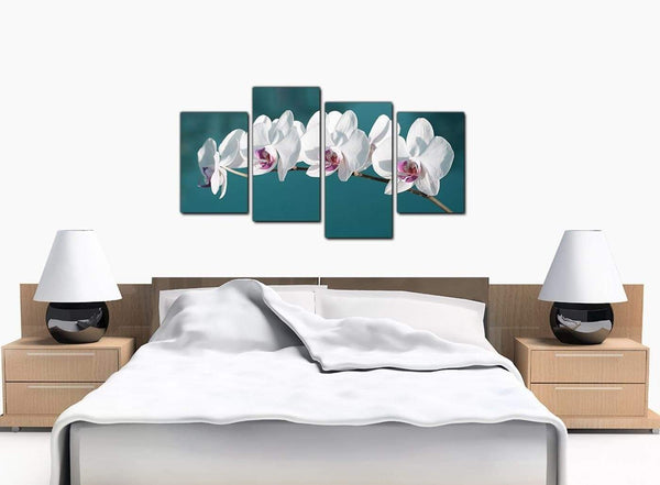 Set Of Four Extra-Large Teal Canvas Pictures