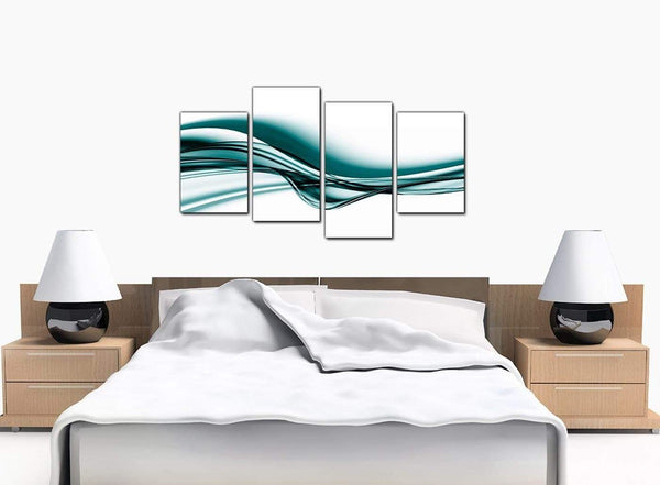 Four Panel Set of Modern Teal Canvas Picture