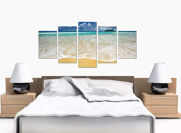 Set Of Five Bedroom Blue Canvas Art
