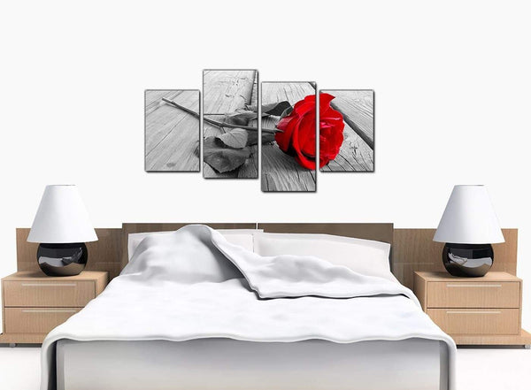 4 Part Set of Bedroom Red Canvas Prints