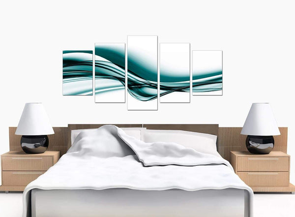 Five Part Set of Modern Teal Canvas Prints