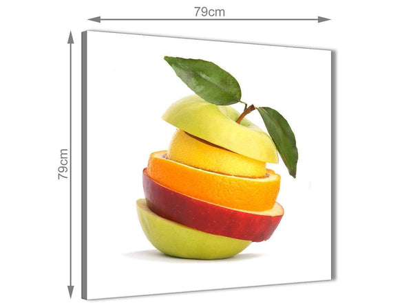 Large Kitchen Canvas Art Print Sliced Fruit - Apple Shape Food Stack - 1s483l - 79cm XL Square Picture
