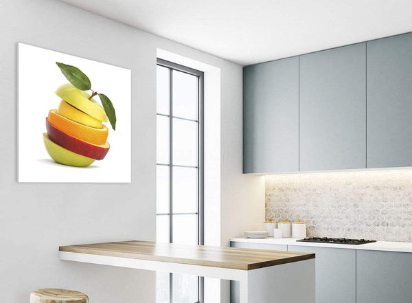 Large Kitchen Canvas Art Print Sliced Fruit - Apple Shape Food Stack - 1s483l - 79cm XL Square Picture
