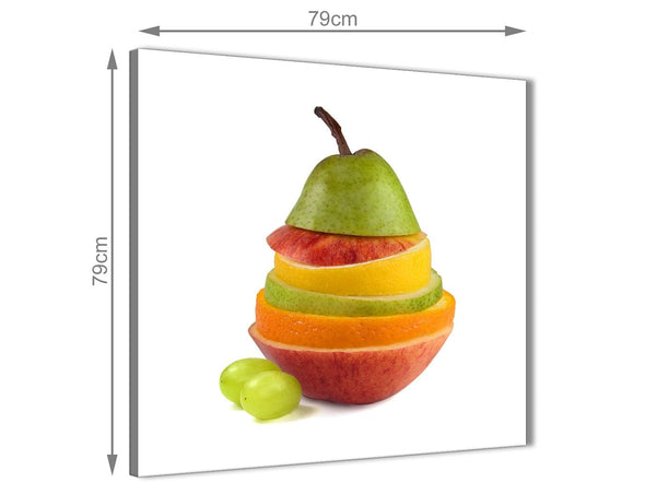 Large Kitchen Canvas Wall Art Sliced Fruit - Pear Shape Food Stack - 1s482l - 79cm XL Square Picture