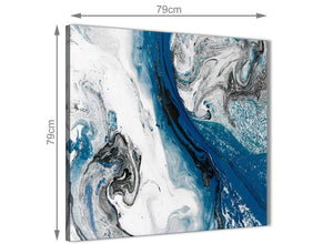 Large Blue and Grey Swirl Abstract Office Canvas Wall Art Decor 1s465l - 79cm Square Print