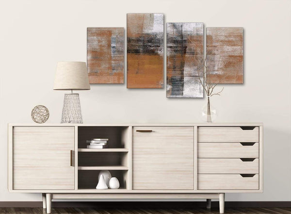 Large Orange Black White Painting Abstract Bedroom Canvas Pictures Decor - 4398 - 130cm Set of Prints