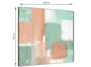 Large Peach Mint Green Abstract Hallway Canvas Pictures Accessories 1s375l - 79cm Square Print