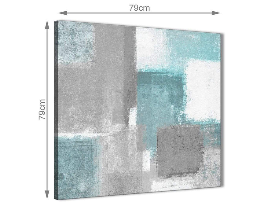 Large Teal Grey Painting Abstract Dining Room Canvas Pictures Decorations 1s377l - 79cm Square Print
