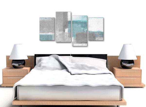 Large Teal Grey Painting Abstract Bedroom Canvas Wall Art Decor - 4377 - 130cm Set of Prints