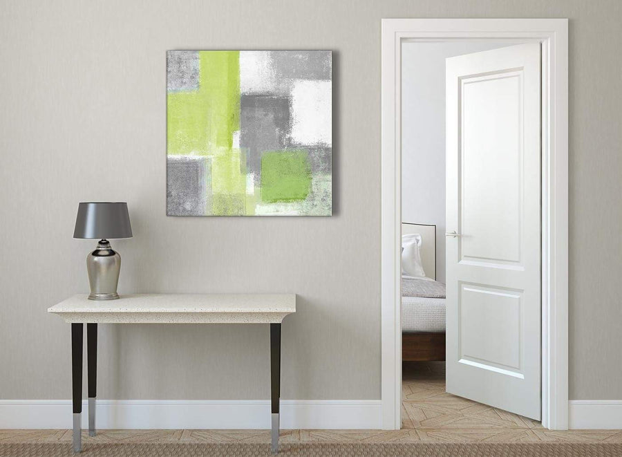 Lime Green Grey Abstract - Abstract Hallway Canvas Wall Art Decorations 1s369l - 79cm Square Print