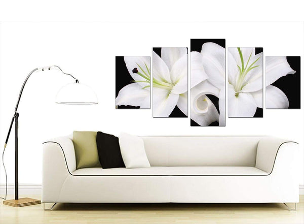 Black White Lily Flower Floral Canvas