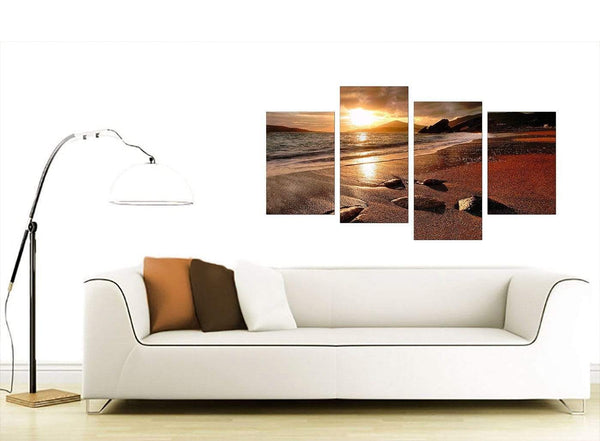 Brown Cheap Four Part Set of Beach Landscape