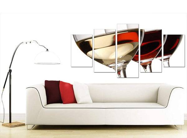 5 Piece Set of Extra-Large Red Canvas Picture