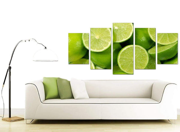 Lime Green Fresh Fruit Kitchen Modern Canvas Art