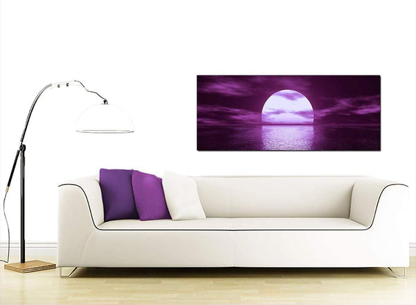 Purple Sunset Ocean Sky Landscape Modern Canvas Art