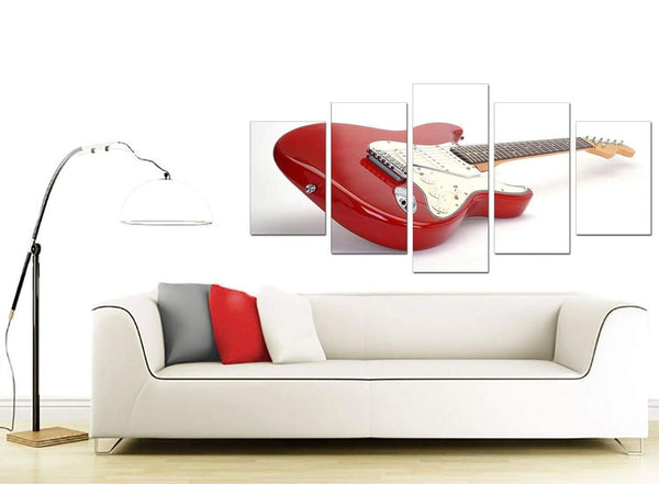 Red Guitar Canvas Wall Art