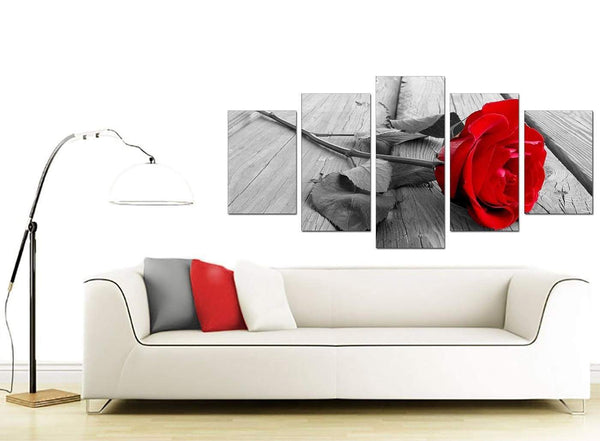 5 Part Set of Cheap Red Canvas Art