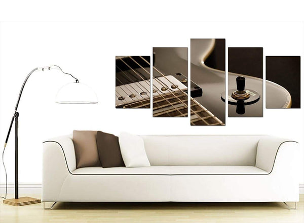 Black White Electric Guitar Gibson Music Canvas