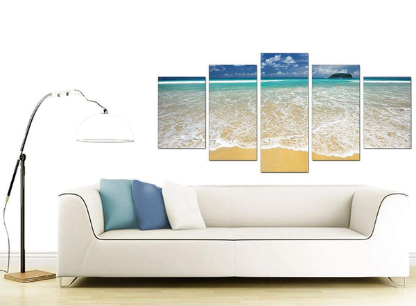 Modern Tropical Ocean Sandy Shore Scene Beach Canvas