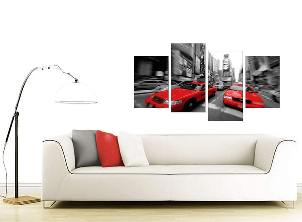 Red Black White Grey New York Taxi City Canvas