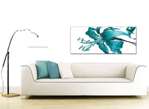 Teal Tiger Lily Flower on White Floral Canvas