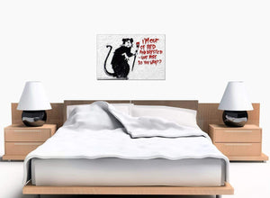 Banksy Canvases - Rat with a Paintbrush Im Out of Bed and Dressed What More do You Want? - Street Art