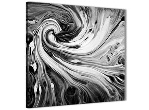 Modern Black White Grey Swirls Modern Abstract Canvas Wall Art Modern 64cm Square 1S354M For Your Kitchen