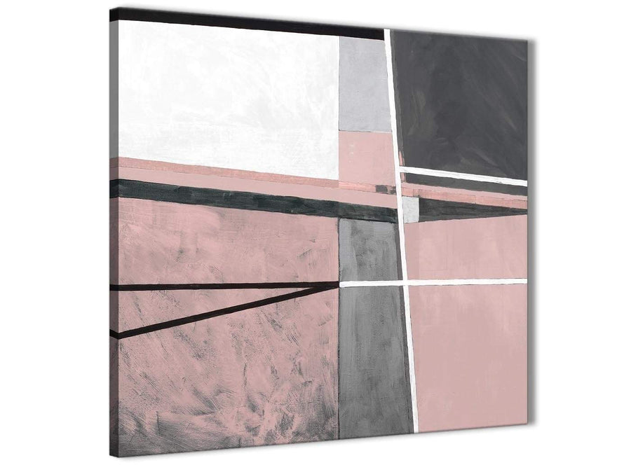 Modern Blush Pink Grey Painting Abstract Hallway Canvas Pictures Decor 1s393l - 79cm Square Print