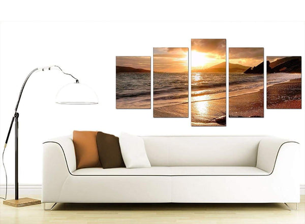 5 Panel Set of Modern Brown Canvas Wall Art