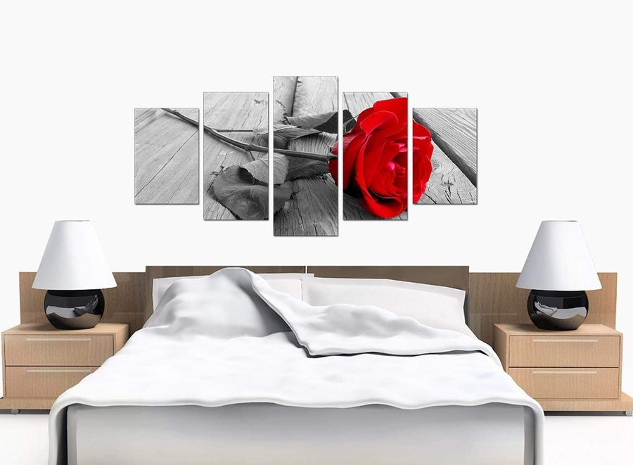 Five Part Set of Bedroom Red Canvas Wall Art