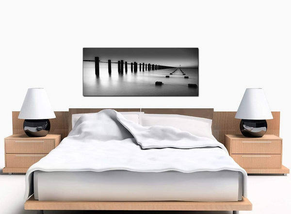 Abstract Lake Modern Black and White Canvas Picture
