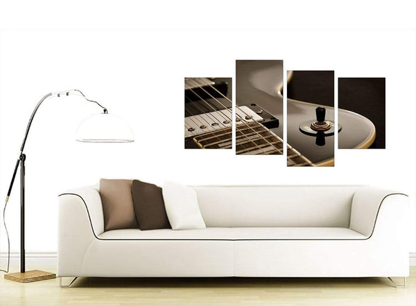 Black White Electric Guitar Gibson Music Canvas