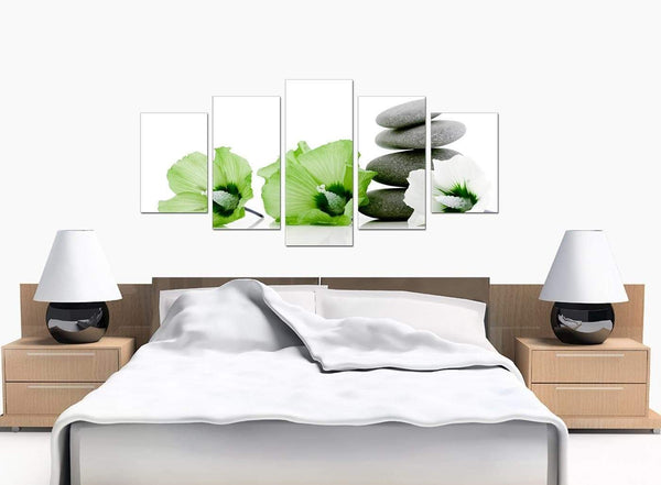 5 Part Set of Cheap Green Canvas Wall Art