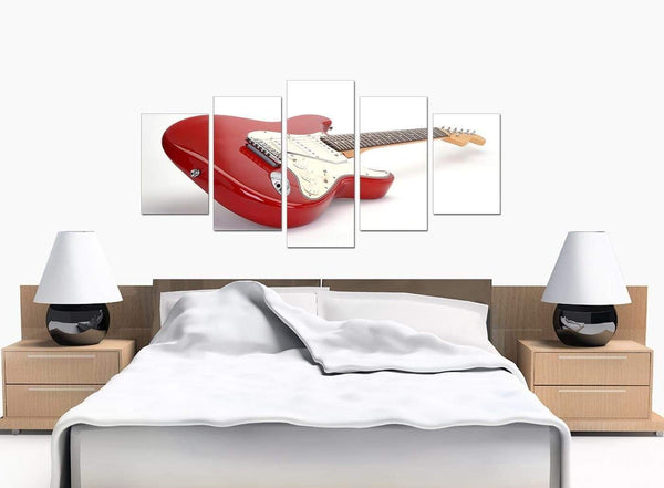 Set Of Five Bedroom Red Canvas Art