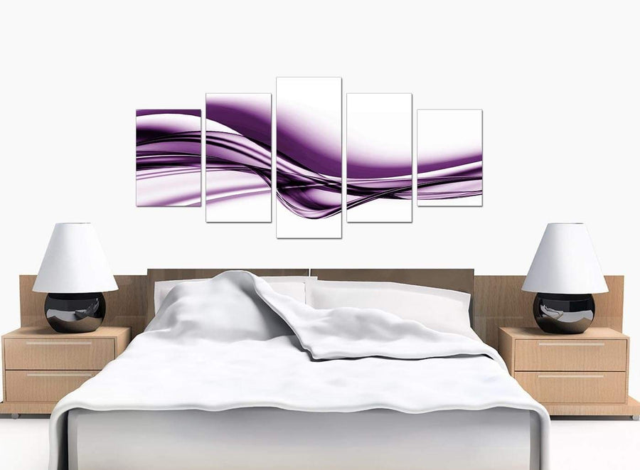 Five Part Set of Bedroom Purple Canvas Pictures