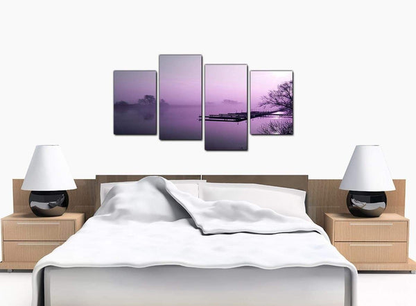 Four Panel Set of Bedroom Purple Canvas Art
