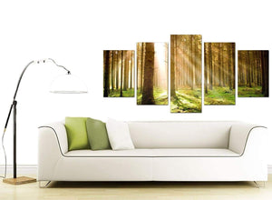 5 Part Set of Living-Room Green Canvas Pictures
