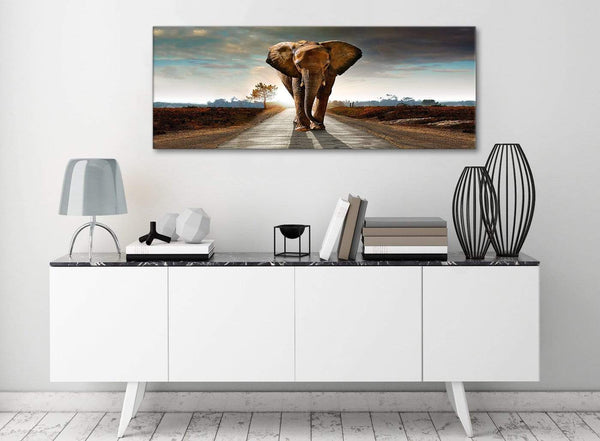 Modern Elephant Landscape - Canvas Wall Art - 1209 - 120cm Wide Print