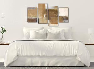 Modern Large Brown Cream Beige Painting Abstract Bedroom Canvas Pictures Decor - 4387 - 130cm Set of Prints