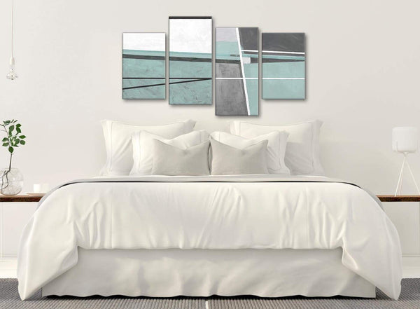 Modern Large Duck Egg Blue Grey Painting Abstract Bedroom Canvas Wall Art Decor - 4396 - 130cm Set of Prints