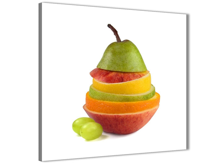 Modern Large Kitchen Canvas Wall Art Sliced Fruit - Pear Shape Food Stack - 1s482l - 79cm XL Square Picture - 1s482l