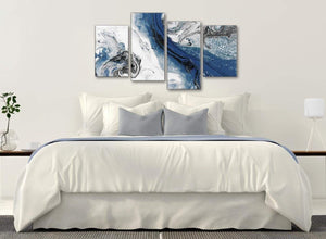 Modern Large Blue and Grey Swirl Abstract Bedroom Canvas Pictures Decor - 4465 - 130cm Set of Prints