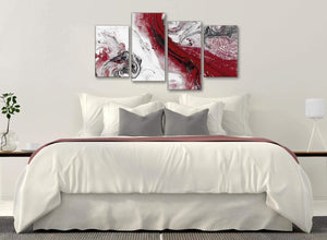 Modern Large Red and Grey Swirl Abstract Bedroom Canvas Pictures Decor - 4467 - 130cm Set of Prints