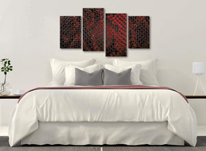 Modern Large Red Snakeskin Animal Print Abstract Living Room Canvas Pictures Decor - 4476 - 130cm Set of Prints